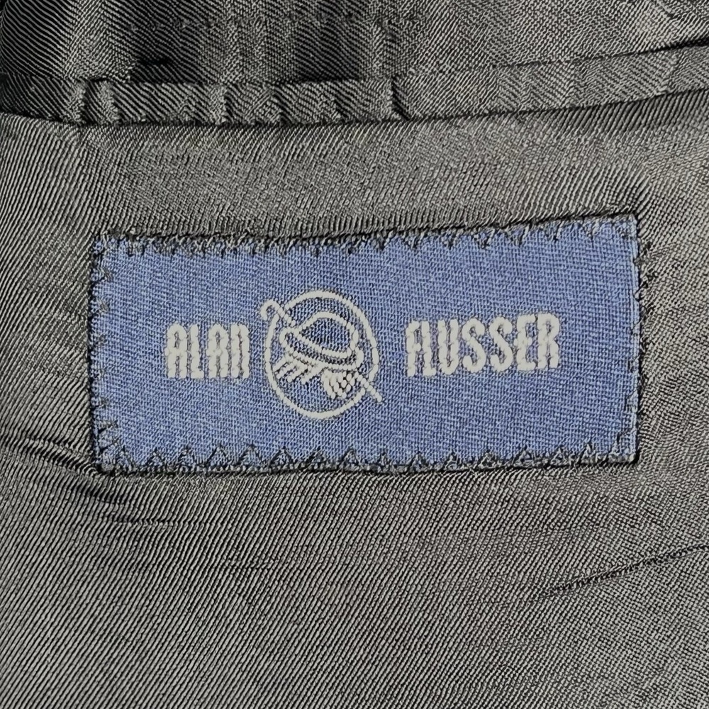 Alan Flusser Men's 3 Silver‎ Gold Metal Button Sport Coat Blazer 46L Black - Picture 3 of 10